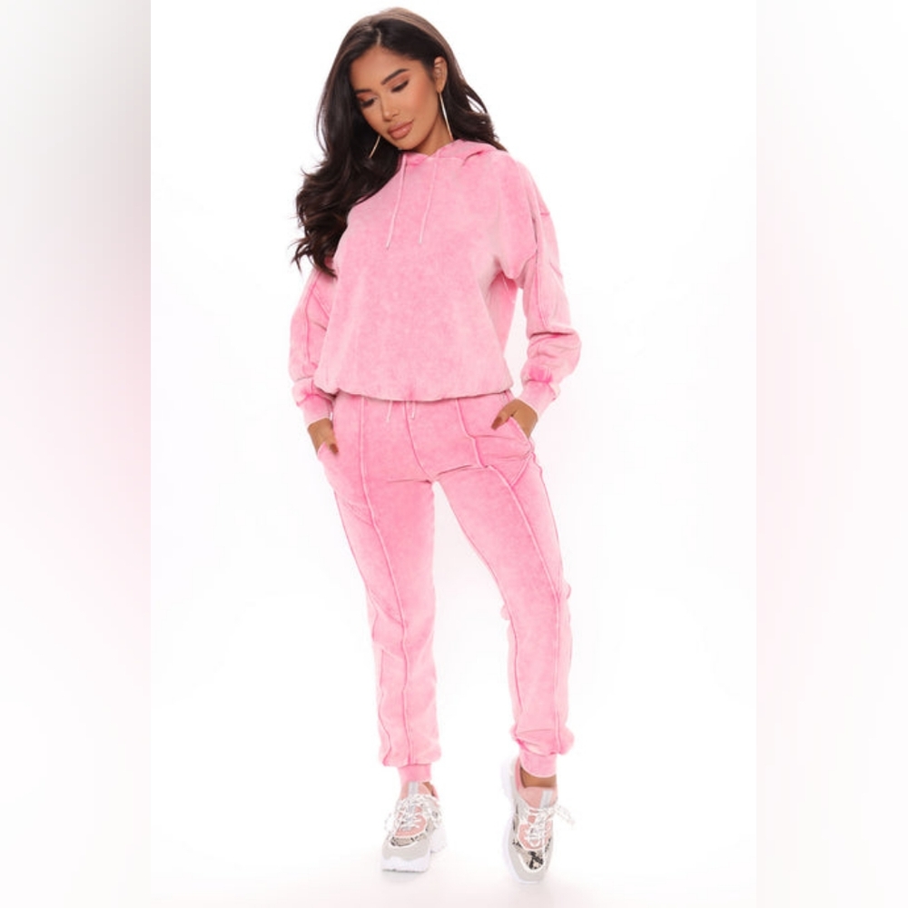 New Fashion Nova Ask Me Anything Matching Sweatshirt Hoodie & Jogger Set Pink 1X - Picture 7 of 10